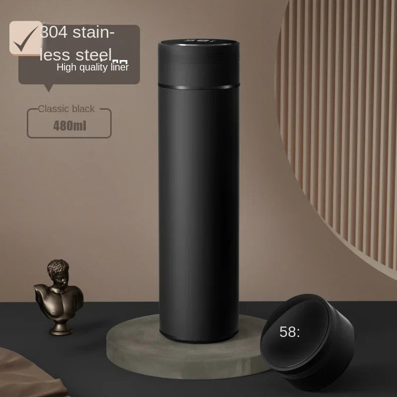 480Ml Smart Water Bottle Thermal Custom Logo 304 Stainless Steel Led Water Bottle with Temperature Display Christmas Gift